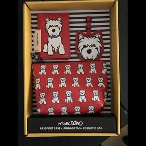 Marc Tetro 3 Piece WESTIE Gift Set Cosmetic Bag Luggage Tag Passport Holder